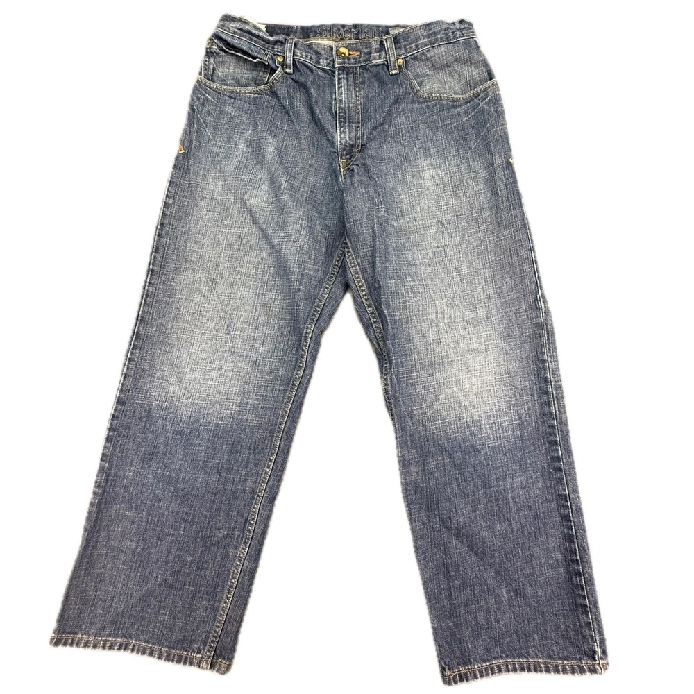 SilverTab Baggy Jeans Mens 34 Blue Wide Leg 90s Retro Denim Pants
